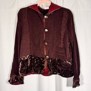 Vintage Neil & David Brown Mixed Fabric Jacket with Velvet Trim
